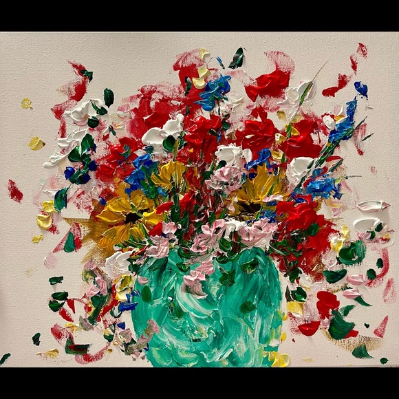 Other - SALE “BURST OF COLOR” ORIGINAL ACRYLIC FLORAL PAINTING